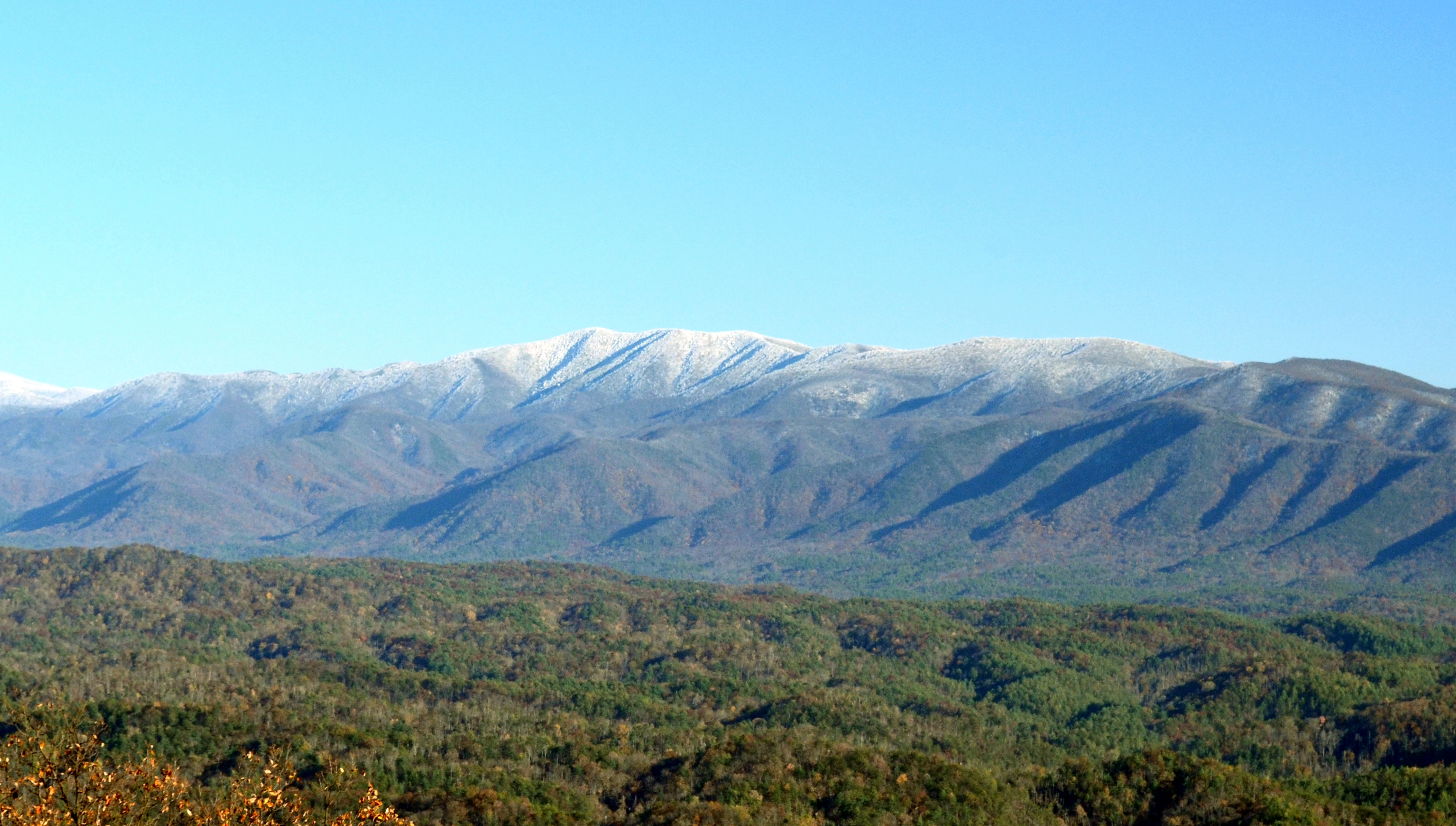 Snow-dusted Appalachian ridges